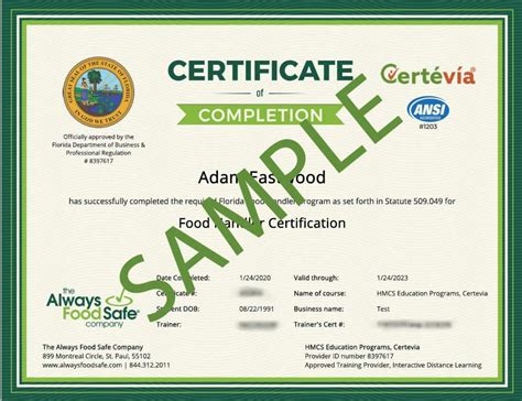 Food Handler Certification Florida Dbpr Approved