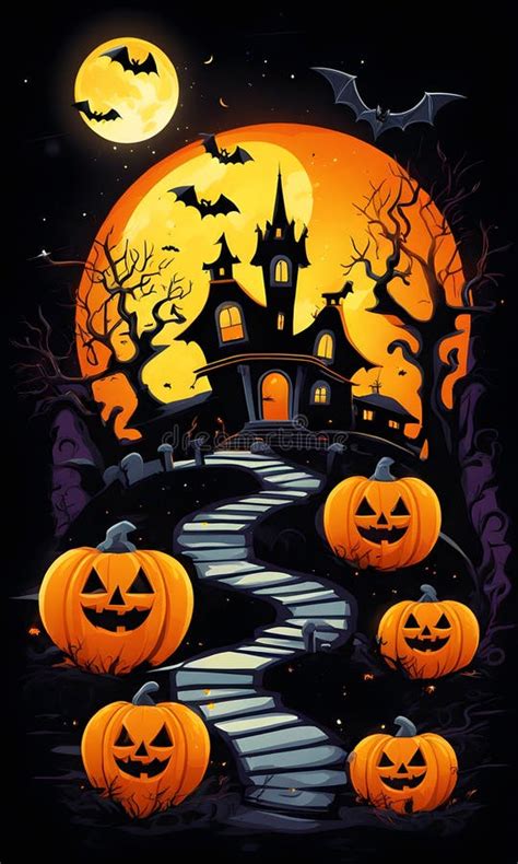 Modelo De Casa Assombrado Em Plano De Fundo Do Halloween Imagem De