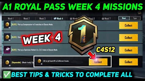 A1 Week 4 Mission 🔥 Pubg Week 4 Mission Explain 🔥 A1 Royal Pass Week 4