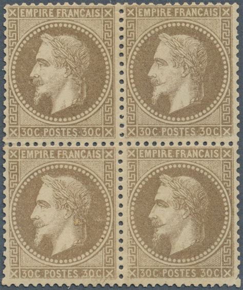 France 1867 Napoléon III Lauré 30 c brun Bloc de 4 Catawiki