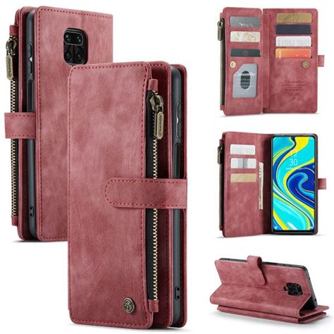 CaseMe Xiaomi Redmi Note 9 Pro Leather Zipper Folio Wallet Case With