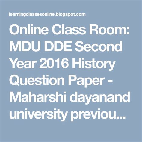 Online Class Room Mdu Dde Second Year History Question Paper