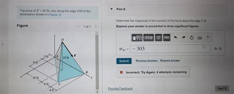 Solved The Force Of F Lb Acts Along The Edge Db Of The Chegg