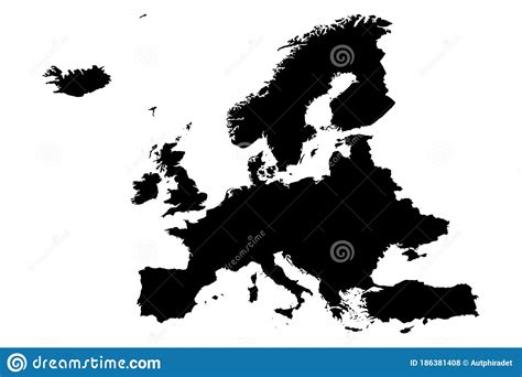 Europa Kaart Met Grijze Toon Op Witte Achtergrondafbeelding