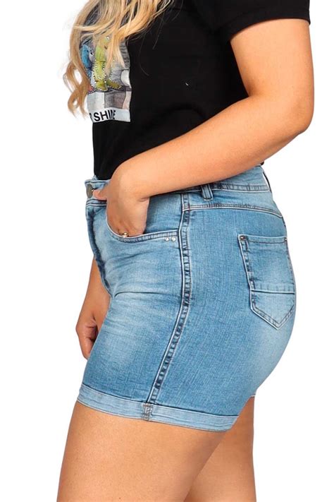 Shorts Curto Almaria Plus Size Fact Jeans Azul