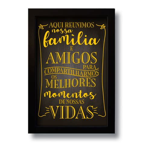 Quadro Decorativo Frase Família e Amigos 33x43 cm Leroy Merlin