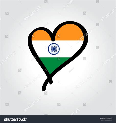 Indian Flag Heartshaped Hand Drawn Logo Stock Vector Royalty Free 1893482812 Shutterstock