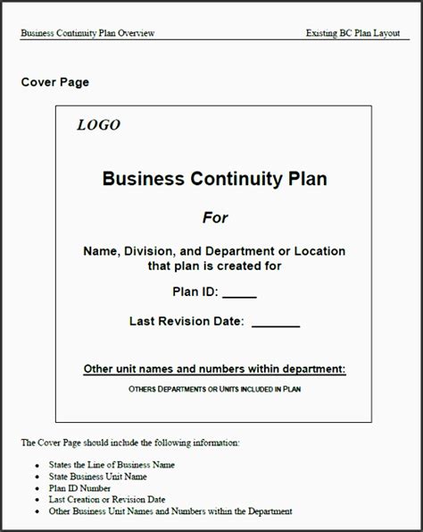 7 Business Continuity Plan Layout Sampletemplatess Sampletemplatess