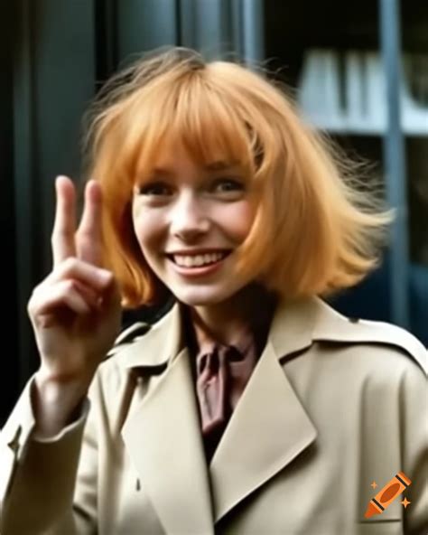 Modern Portrait Of Blonde Actress In Sheriff Style Outfit With Leather