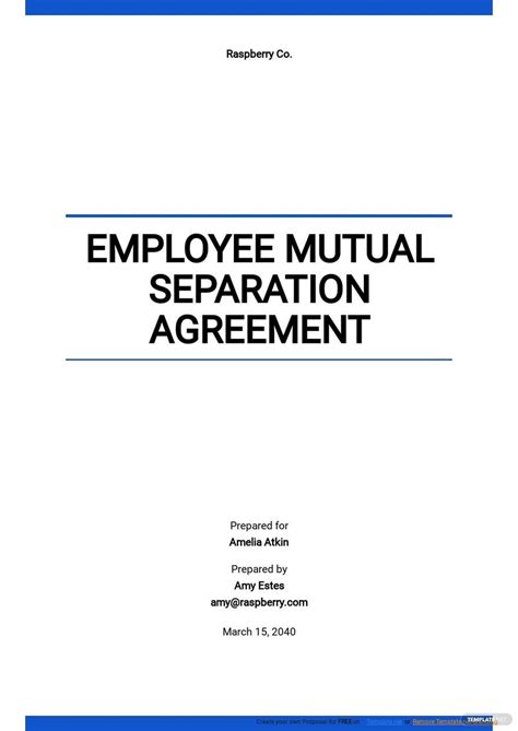 Work Separation Agreement Template Prntbl Concejomunicipaldechinu Gov Co