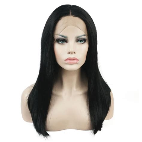 Strongbeauty Lace Front Wigs Hairpieces Long Black Straight Synthetic