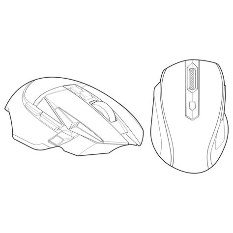 Set Of Computer Mouse Outline Drawing Vector Computer Mouse In A