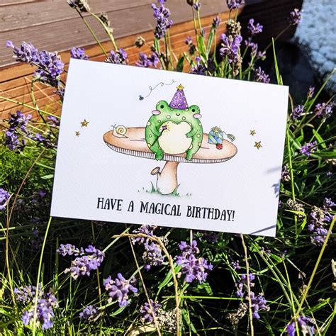 Cute Cottagecore Have A Magical Birthday Card With Magic Frog Etsy