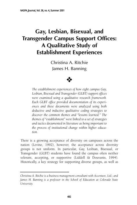 PDF Gay Lesbian Bisexual And Transgender Campus Support Offices A Qualitative Study Of