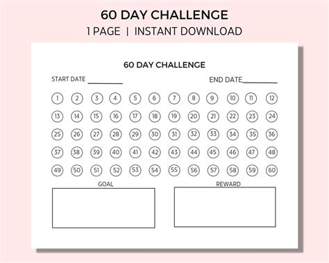 60 Day Challenge Tracker Goal Setting Printable Tracker Etsy