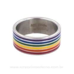 Comprar Anel Alianca Joias Orgulho Gay Gls Lgbt Aco Cirurgico Inox Arco Iris
