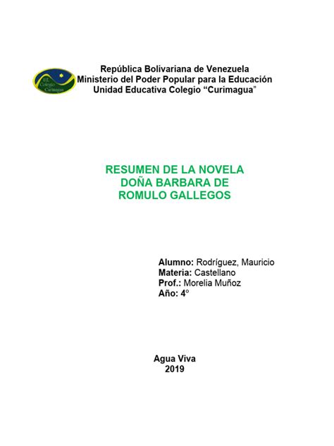 Guia Resumen Doña Barbara Pdf