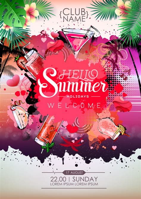 Summer Holiday Cocktail Party Poster Template Vectors Eps Uidownload