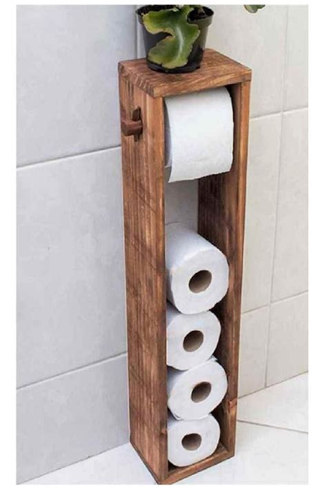 Wc Paper Holder Toilet Roll Holder Wooden Bathroom Shelf Etsy En