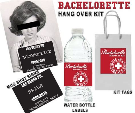 Bachelorette Hang Over Kit Labels And Mug Shot Signs By Cocodelava Mug