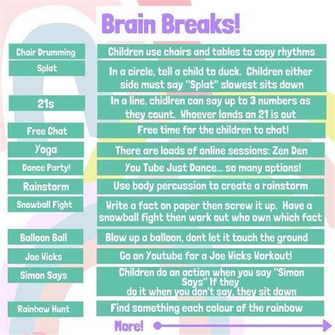 Creative Teaching Ideas On Instagram Brain Breaks I Love A Brain