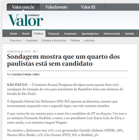 Valor Econ Mico Divulga Pesquisa Realizada No Estado De S O Paulo Sobre