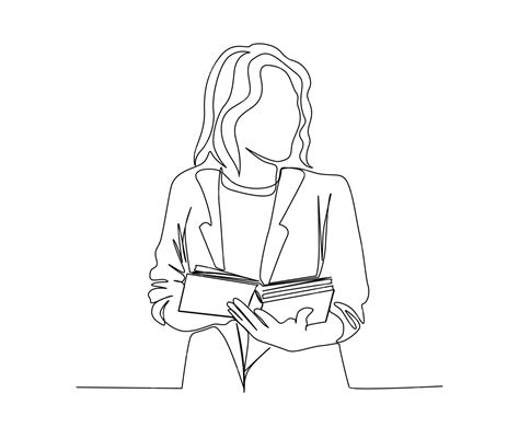 Premium Vector A Woman Holding A Book And A Pen Is Standing In Front