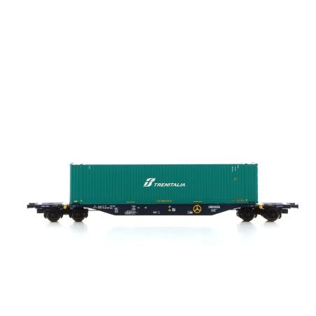 CEMAT CONTAINER WAGON TYPE FS Sgnss HO WITH TRENITALIA CONTAINER