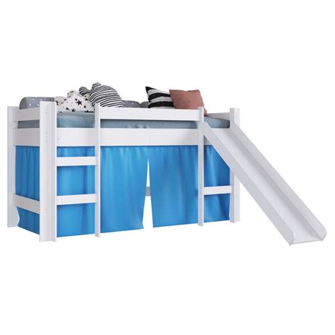 Cama Infantil Escorregador E Cabaninha Bb Branco Azul