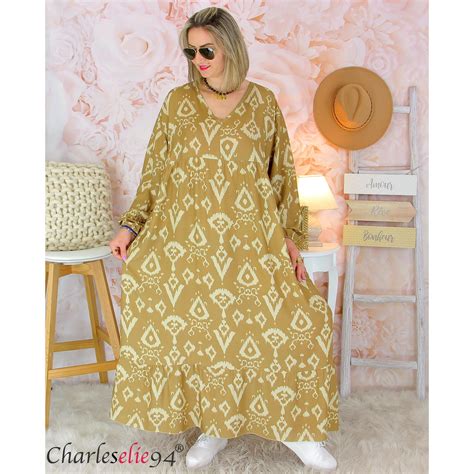 Robe Longue Boh Me Sandy Imprim E Femme Grande Taille Charleselie