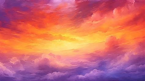 Premium AI Image | A painting of a sunset sky with clouds and the sun ...