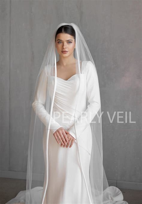 Simple Veil With Satin Edge Satin Trim Bridal Veil Single Tier Bridal