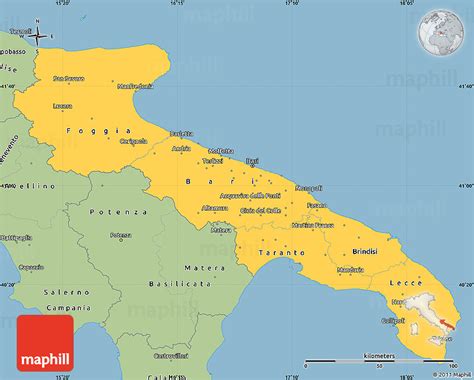 Savanna Style Simple Map Of Puglia
