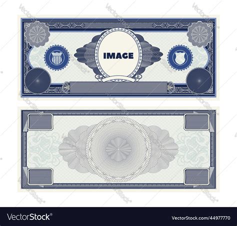 Blank Sample Blue Vintage Retro Banknote Labeled Vector Image