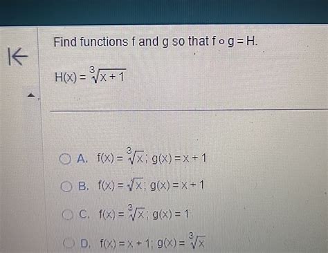 Solved Find Functions F And G So That Chegg