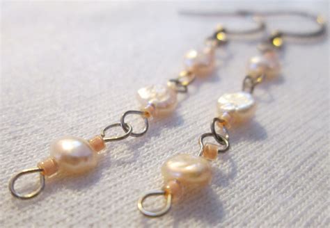 Pearl and Peach Earrings - Etsy