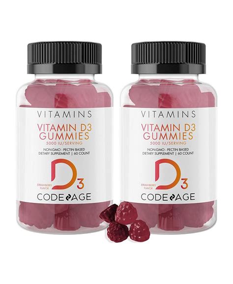 Codeage Vitamin D3 Gummies 2 Pack 5000 Iu Strawberry Flavored Vitamin Supplement 60ct Macy S