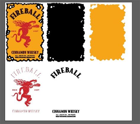 Fireball Label Separated For Cricut Or Heat Transfer Vector Etsy