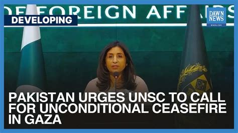 Pakistan Urges Unsc To Call For Unconditional Ceasefire In Gaza Dawn