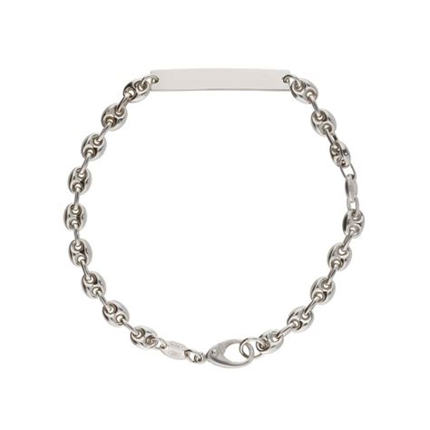 Bracelet Gourmette Maille Grain De Caf Argent Blanc Cm