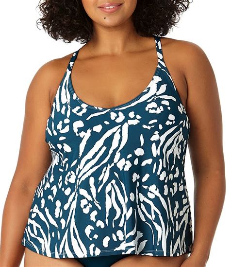 Anne Cole Plus Size Jungle Fever East Try Tankini Swim Top And Live In