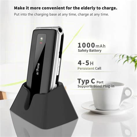 Artfone F20 Big Button Mobile Phone for Elderly | Dual SIM Unlocked Flip Phone with Charging ...