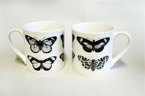 Alice Walton Bone China Butterfly And Moth Mug Black And White