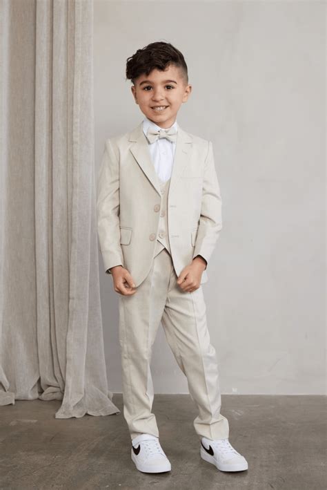Boys 3 Piece Suit Slim Fit Suit Wedding Beige Suit Kids Suit Sainly Sainly