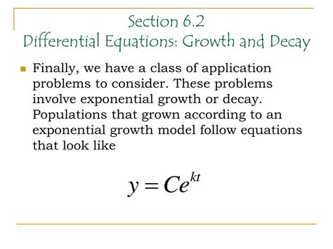 PPT Section 6 2 Differential Equations Growth And Decay PowerPoint