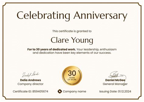Work Anniversary Certificate Templates - Free to Edit
