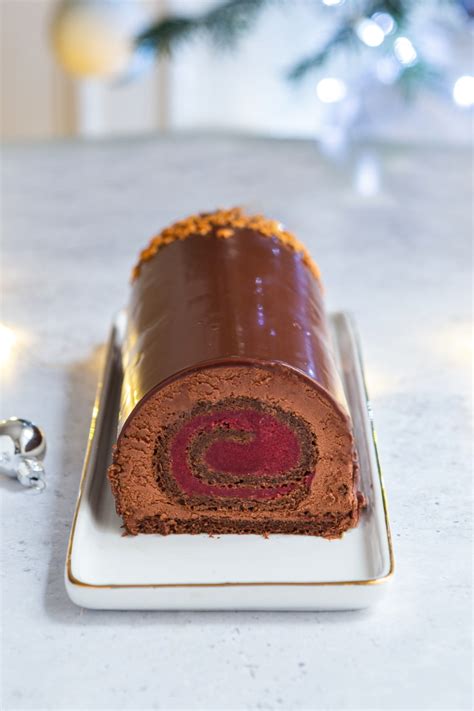 Bûche chocolat framboise