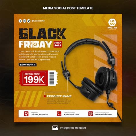 Premium PSD Headset Special Promo Black Friday Media Social Post Template