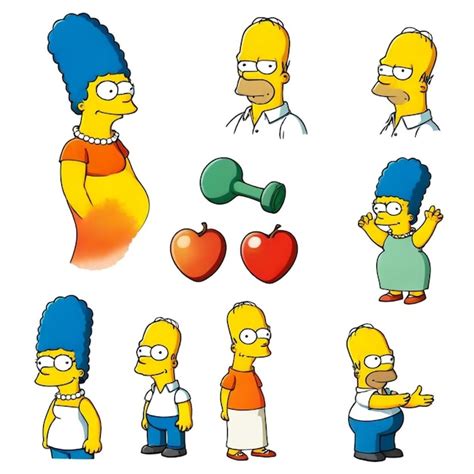 Premium Vector Simpsons Vector Set White Background Isolated A High