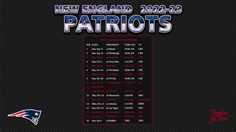 2022-2023 New England Patriots Wallpaper Schedule